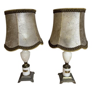 Lamps with Alabaster Bases, Set of 2 For Sale