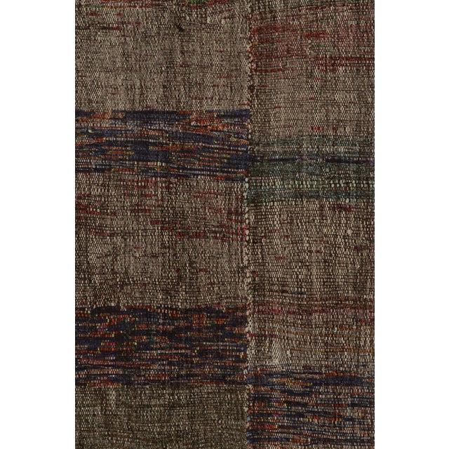 Textile Vintage Geometric Striped Beige-Brown and Purple Wool Kilim Rug For Sale - Image 7 of 8