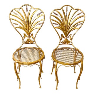 Italian Hollywood Regency Wheat Sheaf Chairs, by S. Salvadori - a Pair For Sale