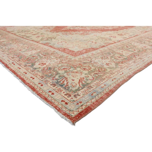 52783 Distressed Vintage Persian Mahal Rug, 10'00 x 14'06. Originating from the Mahallat region in central Northwestern...