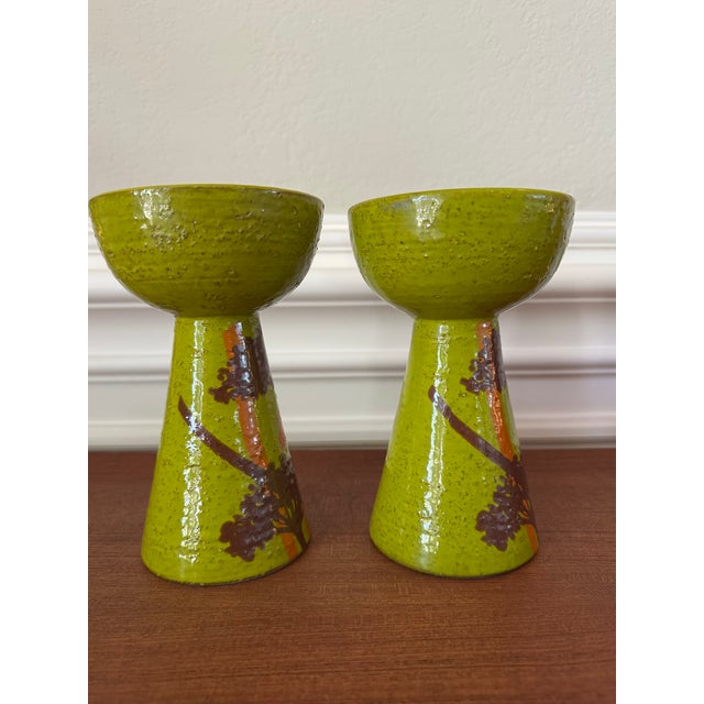 Vintage Rosenthal Netter Aldo Londi for Bitossi Art Pottery Candleholders, Made in Italy - A Pair For Sale - Image 15 of 18