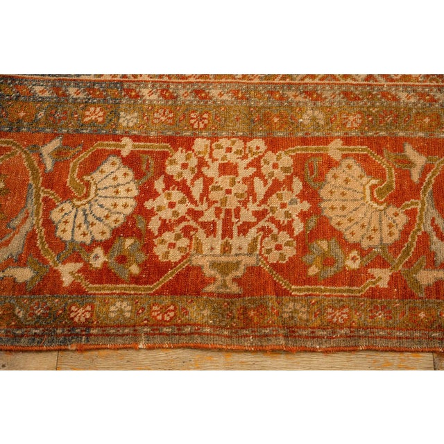 1890s Multicolor Field Diamond Antique Knotted Wool Sarouk Farahan Runner Rug For Sale In New York - Image 6 of 9
