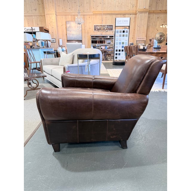 Transitional Universal Furniture Carson Brown Top Grain Leather Accent Chair For Sale - Image 3 of 10