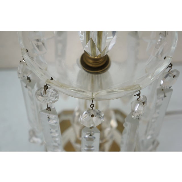 2 Hollywood Regency Footed Drop Crystal Luster Candlestick Table Lamps 22" For Sale - Image 9 of 15