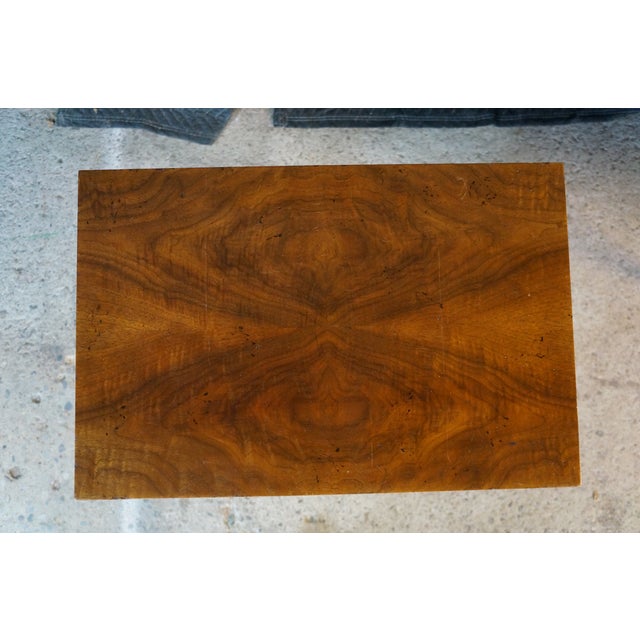 Mid Century French Louis XVI Style Crotch Walnut Nesting Tables Set of Three For Sale - Image 11 of 18