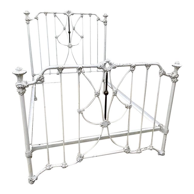 Antique Early 19th Century American Fancy Iron Bed Frame With Side Rails For Sale