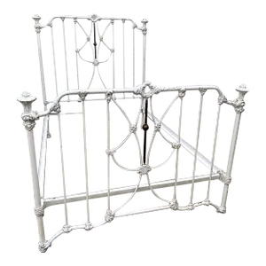 Antique Early 19th Century American Fancy Iron Bed Frame With Side Rails