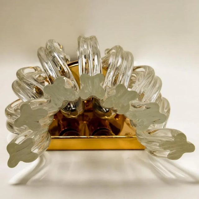 Metal Murano Glass and Gilt Brass Sconces in the style of Venini, Italy, 1970s, Set of 2 For Sale - Image 7 of 10