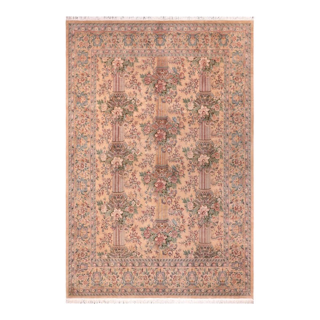 Floral 1990's Pak-Persian Tan/Tan Wool Rug - 8'11'' X 11'11'' For Sale