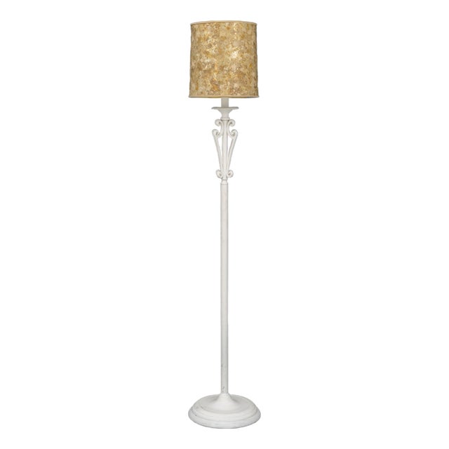 Modern White Painted Wrought Iron Floor Lamp For Sale