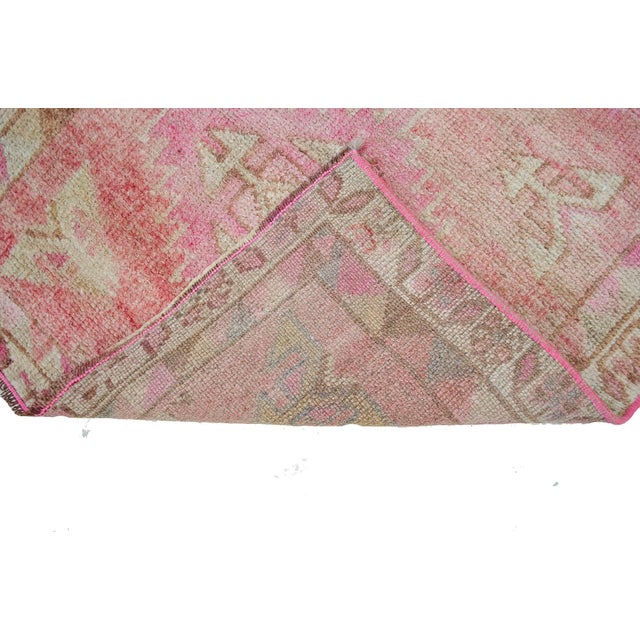 Vintage Turkish Hand-Knotted Runner Rug Pink Hallway Kitchen Decor - 2′6″ × 11′5″ For Sale - Image 11 of 12