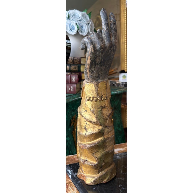 Antique 18th C Giltwood Hand Architectural Fragment Sculpture For Sale In Los Angeles - Image 6 of 8