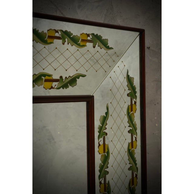 Walnut Wood and Mirrored Glass Wall Mirror by Luigi Brusotti, 1940s For Sale - Image 13 of 17