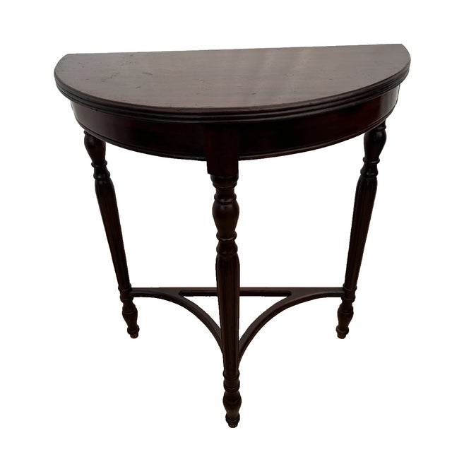 Gorgeous Antique Demilune Console Table, Italian Style Fluted Legs, Petite Size, Solid Mahogany. 24" Wide X 13" Deep X 29"...