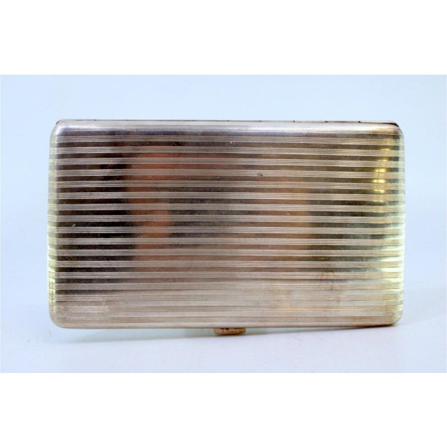 Silver Cigarette Case with Top Trim and Gilt Interior For Sale - Image 6 of 8