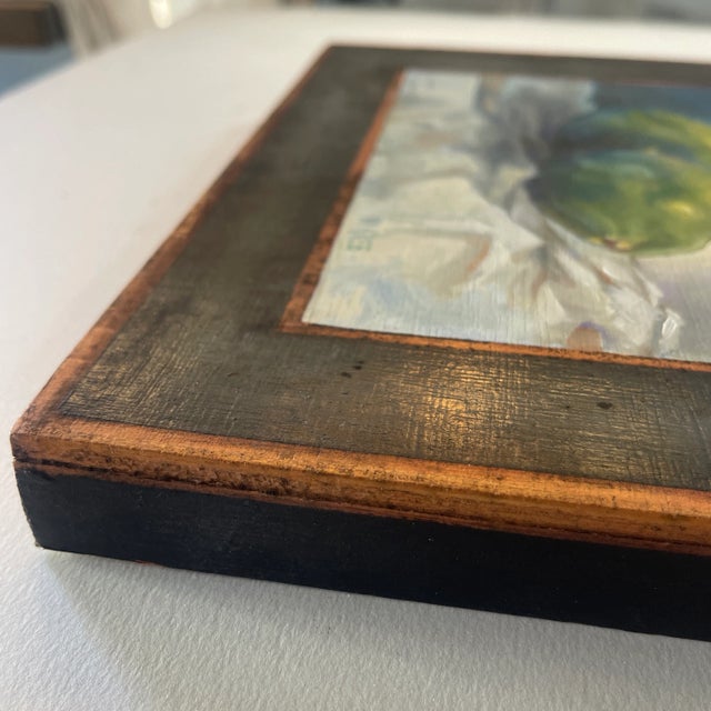 Whitney Kreb Original Oil Still Life – “Limes on White Cloth” | Nantucket Artist, Hand-Painted Faux Mat on Board For Sale - Image 10 of 11