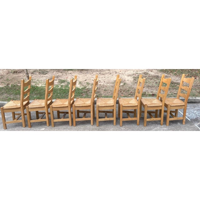 Vintage Country French Ladder Back Rush Seat Dining Chairs - Set of 8 For Sale In Dallas - Image 6 of 8