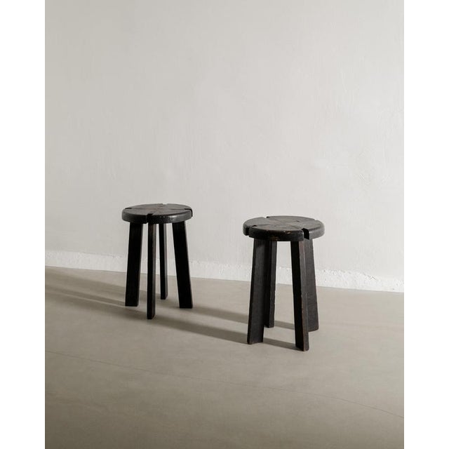 Mid-Century Modern French Wooden Cabin Dining Set in Dark Stained Oak, 1950s, Set of 4 For Sale - Image 11 of 13