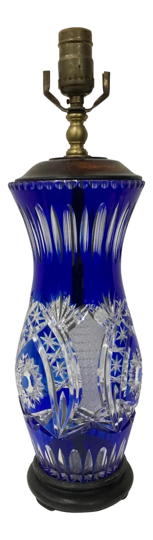 Mid 20th Century Coble Blue Crystal Table Lamp