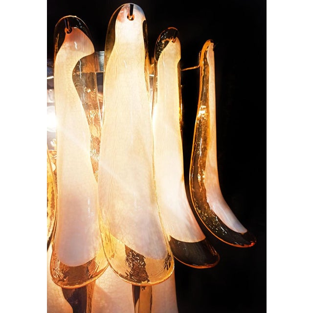 Vintage Italian Murano Wall Lights with 16 Caramel and Lattimo Glass Petals, 1979, Set of 2 For Sale - Image 13 of 16