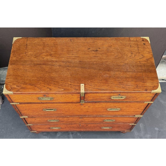 Brown British Military Officer's Campaign Chest or Dresser of Brass-Bound Teak For Sale - Image 8 of 11