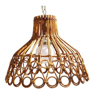 Franco Albini Style Rattan Pendant Light For Sale