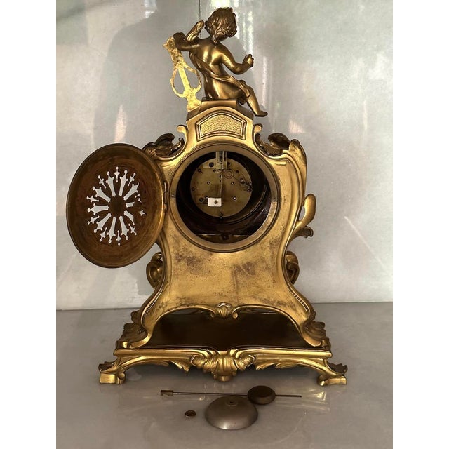 19thC French Maker Louis XVI Gold Ormolu Bronze Mantel Clock, 1 For Sale - Image 17 of 18