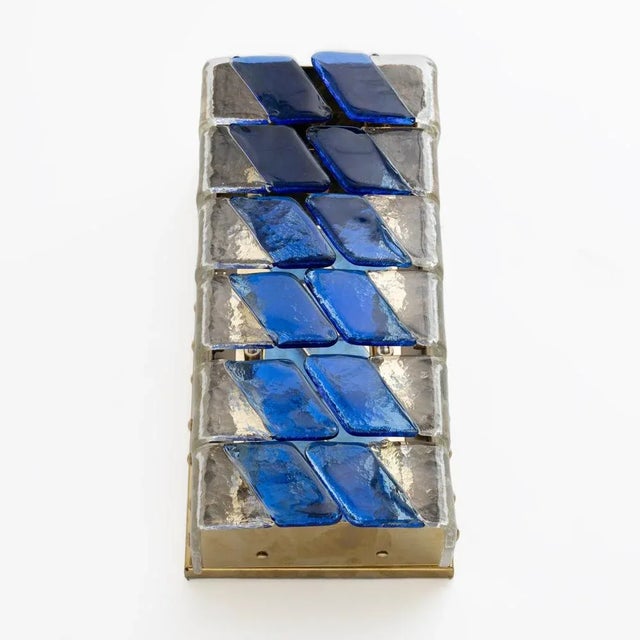 Mid-Century Modern Mid-Century Italian Modern Style Murano Glass and Brass Sconces, 1980, Set of 2 For Sale - Image 3 of 13