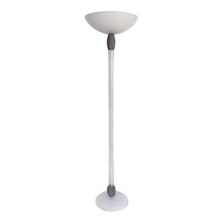 1980s Karl Springer Seguso Scavo Torchere Floor Lamp, in-Line Dimmer Switch For Sale