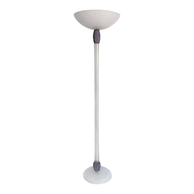 1980s Karl Springer Seguso Scavo Torchere Floor Lamp, in-Line Dimmer Switch For Sale