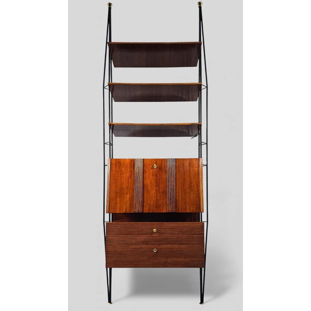 Black Mid-Century Italian Wall Unit Bookcase with Cabinet Bar, 1960s For Sale - Image 8 of 18