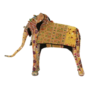 Large Vintage Cotton Elephant Covered in Indian Textiles