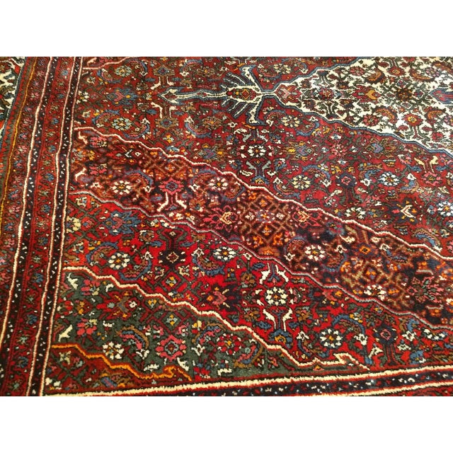 Vintage Bibikabad Rug, Hand-Knotted Wool, Geometric Pattern, Rust Red & Blue, 9x13 For Sale - Image 15 of 18