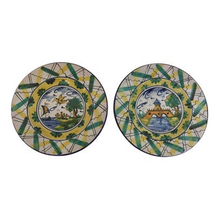 Italian Taller D-2 Savilla Majolica Cabinet Plates - a Pair For Sale