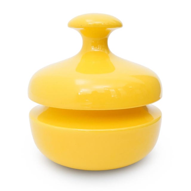 Yellow Yellow Ceramic Vase with Lid by Enzo Bioli for Il Picchio, 1970s For Sale - Image 8 of 12