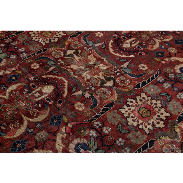 Antique Style Mahal Persian Area Rug Large-Scale Floral Hand-Knotted Wool 1940s For Sale - Image 10 of 10