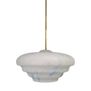 Mid-Century Modern Pendant Lamp in Opaline Glass and Brass from Napako, Czechoslovakia, 1970s For Sale