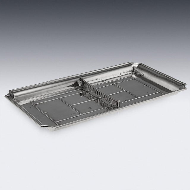 Large Vintage Spanish Silver-Plated Tennis Court Ashtray, 1960s For Sale - Image 3 of 14