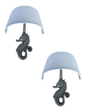 Silver Plated Seahorse Sconces by E. Guillemard. A Pair