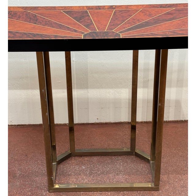 Modern Modern Faux Tortoiseshell Inlaid & Brass Console Table For Sale - Image 3 of 11