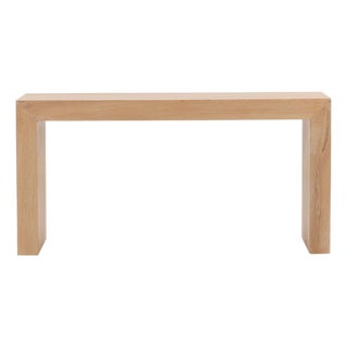 Simple Light Oak Waterfall Contemporary Console Table For Sale