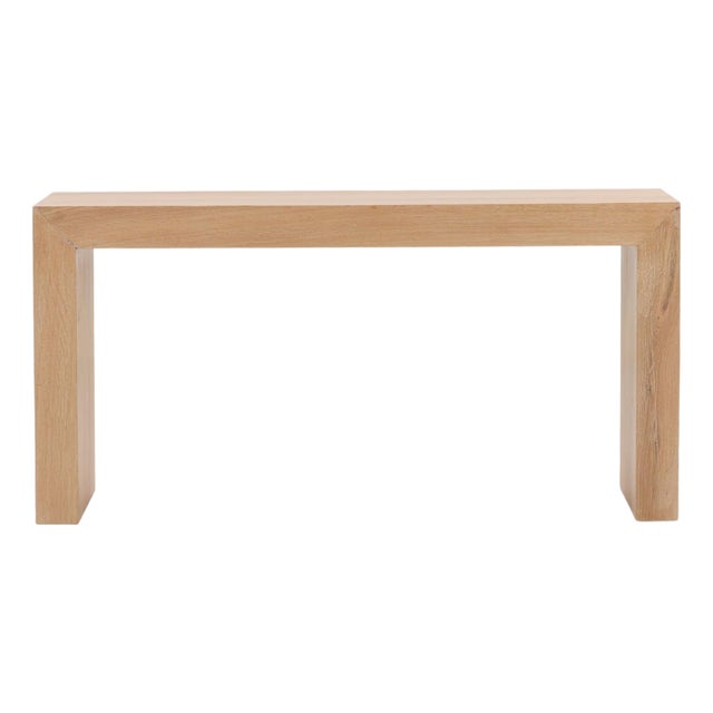 Simple Light Oak Waterfall Contemporary Console Table For Sale