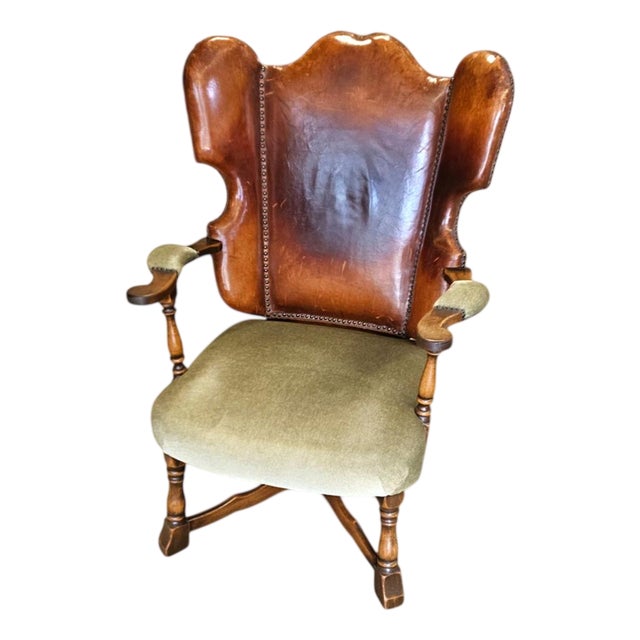 Leather and Oak F 297 Wing Chair by Theo Ruth for Artifort, 1949 For Sale