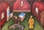 Yitzchak Roman, Israeli Judaica Folk Art Oil Synagogue Interior Malkos Lashes Erev Yom kippur, 1968 For Sale
