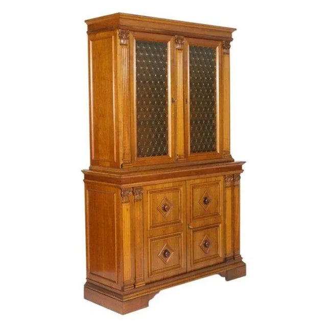 Neoclassic Walnut Credenza with Bookcase, 1950s For Sale - Image 9 of 9