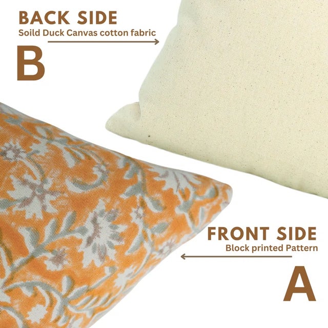 Fabdivine Handmade Block Print Pillow Cover 24x24 Inch - Aradhna For Sale - Image 4 of 5