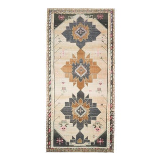 1970s Vintage Turkish Oushak Handmade Wool Cotton Beige Area Rug For Sale