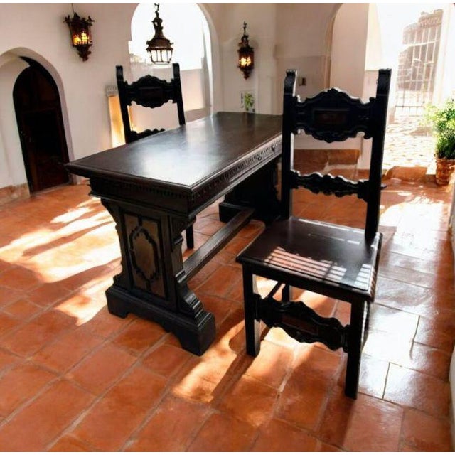 Wood 1940s Exquisite Italian Office Desk and Two Perfectly Matched Chairs For Sale - Image 7 of 7