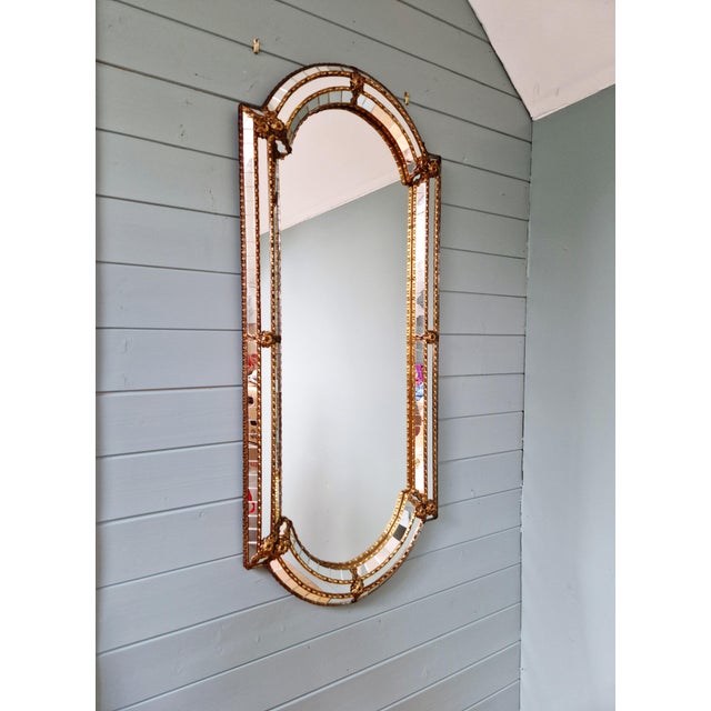 Large Hollywood Regency Mirror in Glass and Brass Mosaic, Spain, 1970 For Sale - Image 13 of 13