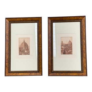 Early 20th Century The Cathedral of Florence Etchings, Pair For Sale